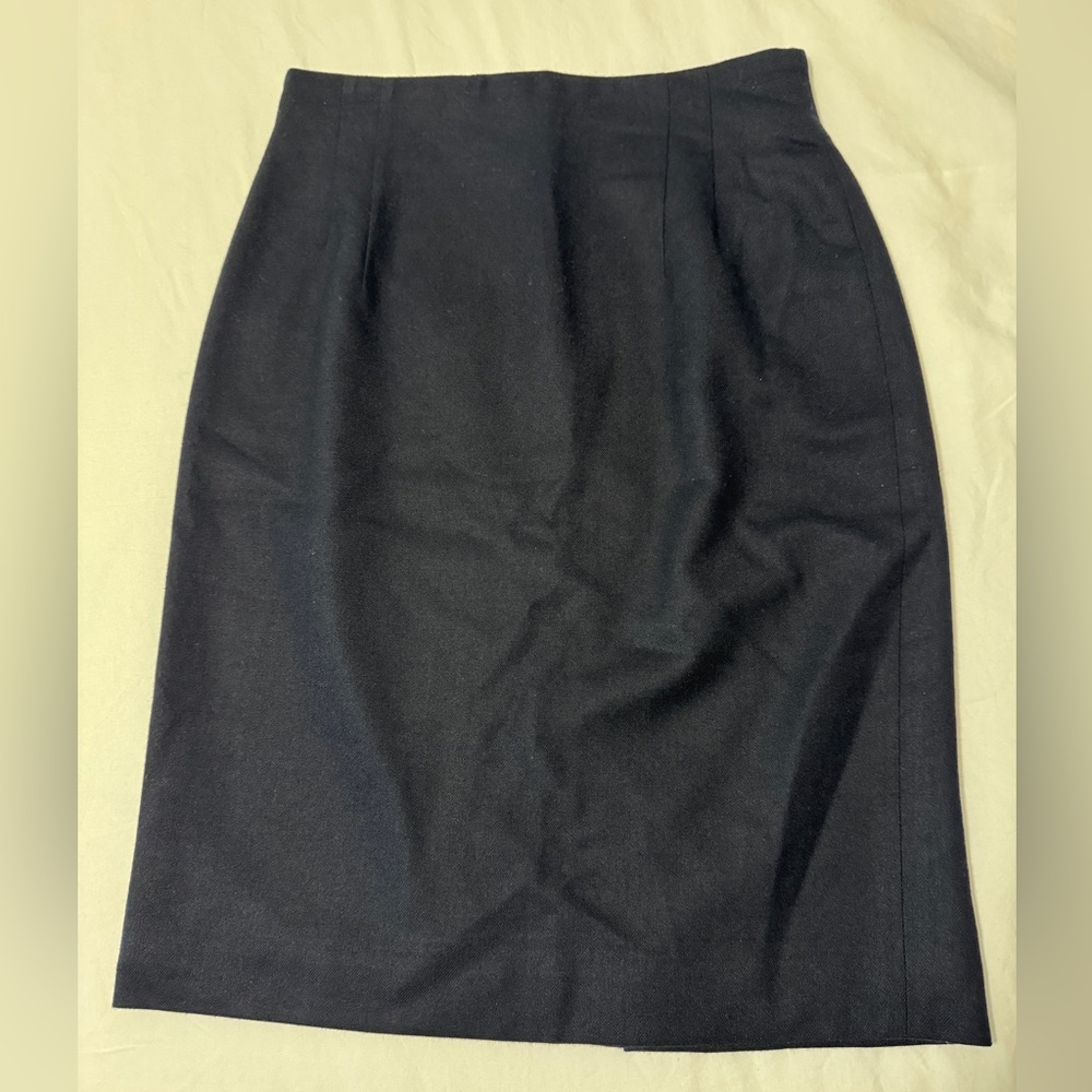 Jones New York Vintage 100% Wool Navy Pencil Skirt Lined Size 8 Petite